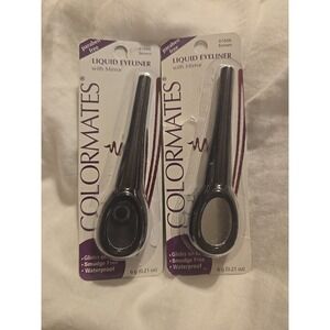 COLORMATES Liquid Eyeliner W/ Mirror #61606 Brown*Waterproof *set Of 2